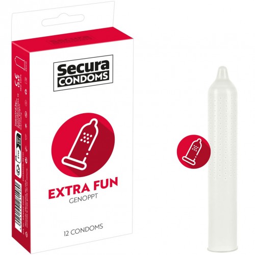 12 Transparent, Extra Fun Ribbed condoms by Secura - or-04165250000