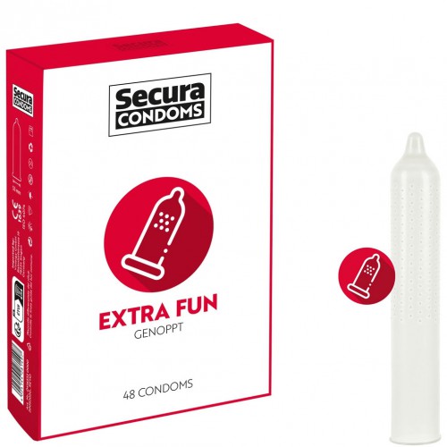 48 Transparent, Extra Fun Ribbed condoms by Secura - or-04165330000