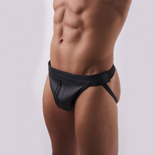 Leather Jock Zipper Black by SaXos - mi-83