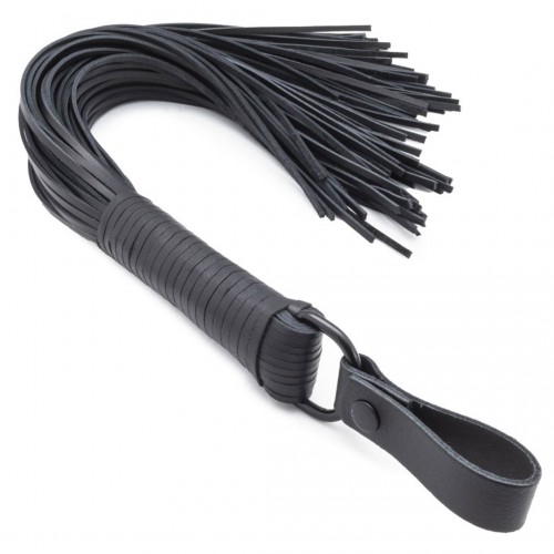 Heavy Leather Flogger Black by SaXos - os-2101-b2c