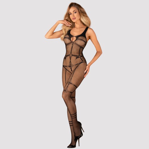 Black crotchless mesh catsuit by Obsessive - or-25517641101