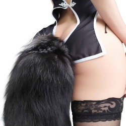 Black & White Fox Tail M - or-50031990000