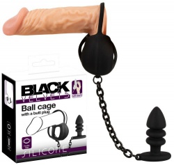 Cockring - Cage met anaalplug van Black Velvets - or-05563270000