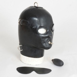 Anatomische Latex Maske mit einem aufblasbares festes Mundknebel & D-Ringen - am_lk-k-d