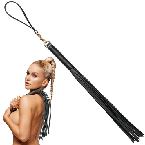 Zwarte elegante 55 cm lange leren zweep van ZADO - or-20406111000