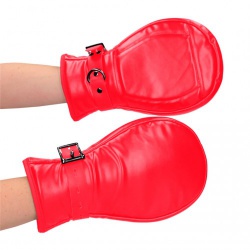 Red PU-Leather BDSM Mitts by Kiotos - sh-ou713red