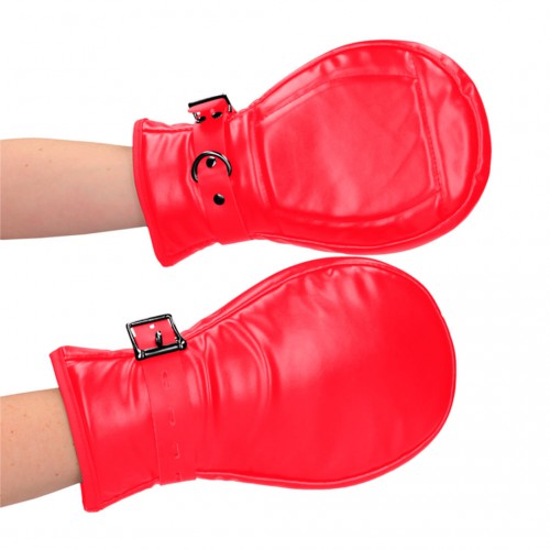 Red PU-Leder BDSM Vuisthandschoenen van Kiotos