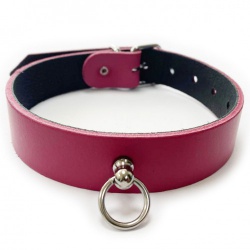 Leren choker met O-ring - Roze - os-1428p