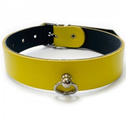 Leren choker met O-ring - Geel - os-1428y