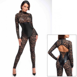 Enigma lace Catsuit with Underbust Bodice - nh-f299