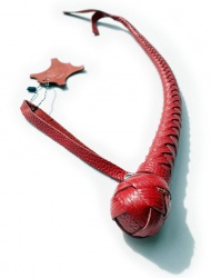 Short Red Shiny Leather Russian Bullwhip - fc-rsbw57