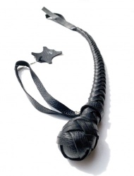 Short Black Shiny Leather Russian Bullwhip - fc-sbsbw57