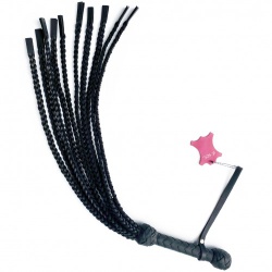 Black Leather Braided Flogger - 74 cm / 10 Tails - fc-74bf10