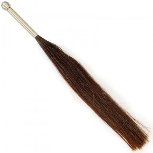 Braune Rosshaarpeitsche mit Edelstahlgriff
