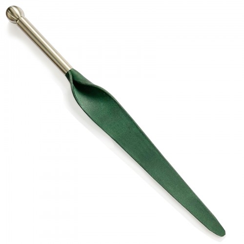 Green leather Slapper with stainless steel handle