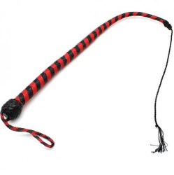 Lederpeitsche, schwarz & rot – 60 cm - opr-277138