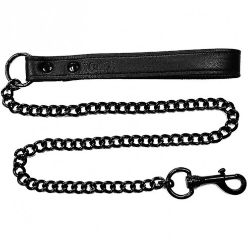 Leather Dog Leash with black Chain