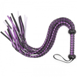 Faux leather Braided Flogger 73 cm / 29 inch Purple/Black - ko-2134000663