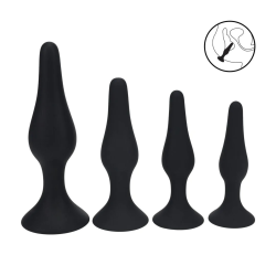 4 schlanke Silikon-Analplugs von LEVELZ - lvl02-0017blk