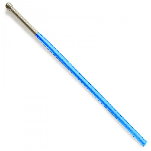 Blauwe leren flexibele cane met RVS handgreep - nl-ksis2002b