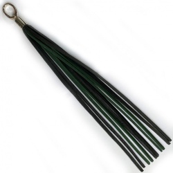 Black Green Leather Belt Whip with 10 leather falls - nl-kgp