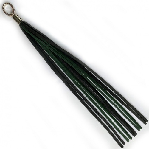 Black Green Leather Belt Whip with 10 leather falls - nl-kgp