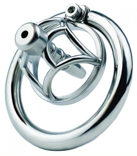 Metal Chastity Cage with Urethral Plug - m4m-43261