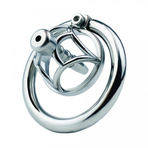 Metal Chastity Cage with Hexy Urethral Plug Ø 7 mm - m4m-43259