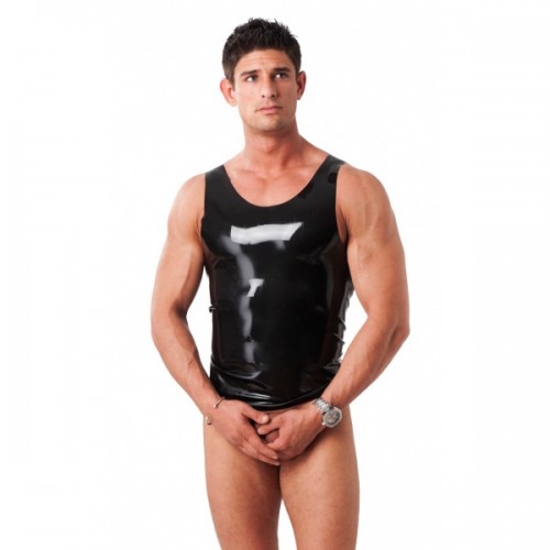 Black Latex Men's Shirt by Rimba - ri-9029