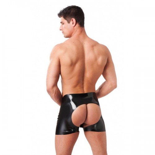 Latex Herren-Short offen schwarz - ri-9031