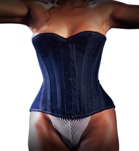 Beautifull Jeans corset Denim EC001 with detachable suspenders by  Erotex