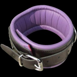 Purple-Black Leather Padded BDSM Collar - hg-606h-paars