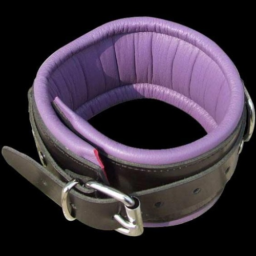 schwarz-violett Leder-Halsfessel - hg-606h-paars