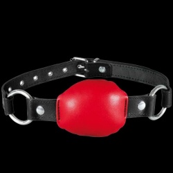 Red Leather padded gag by Saxos - os-0117-r