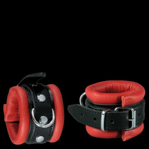 Luxury narrow red padded wrist cuffs - os-0100-2r