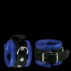 Luxury narrow blue padded wrist cuffs - os-0100-2b