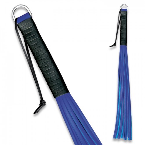 Blue Cowhide whip of 45 cm long by Saxos - os-0149-b