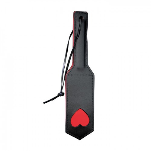 Black Leather Hearts Paddle by Saxos - os-0131