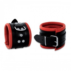 Leather Feettcuffs Black-Red - os-0102-3r