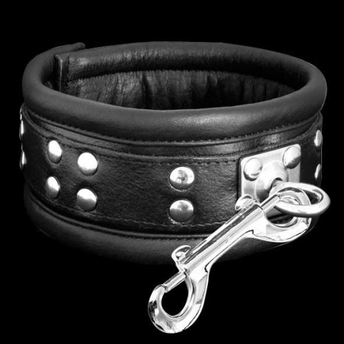 Padded Leather Collar with strong rotating ring - os-0103-1s