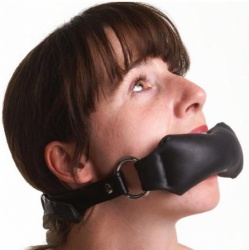 Black nappa leather mouth gag by SaXos - os-0119-s