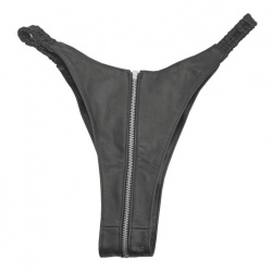 Zwart lederen string met rits van Ledapol - le-5590