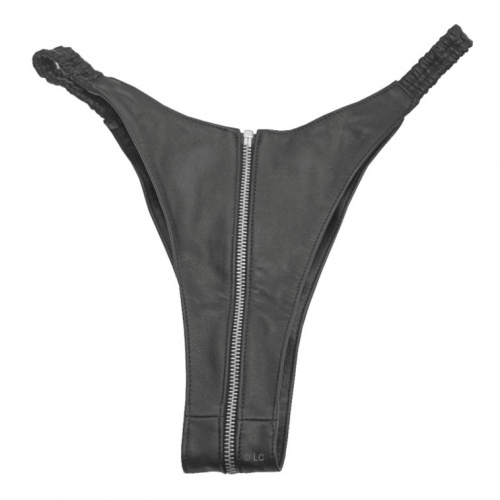 Black Leather Briefs with Zipper 5590 - le-5590