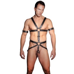 Leather men's harness 3 Ring - mi-127
