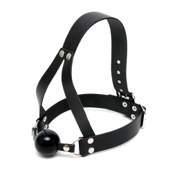 Leather Ball Gag & Head Harness by Rimba - ri-7583