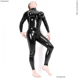Catsuit for transvestites with inflatable breast - la-3246