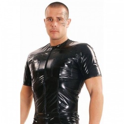 Black Men's PVC shirt - le-1453