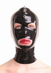 Zwart Latex masker met spikes van Anita Berg - ab4021z