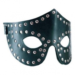 Spaltleder Augenmaske mit Nietenverzierung 406 - le-406-blk