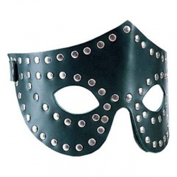 Black Leather Blindfold with Studs 406 - le-406-blk